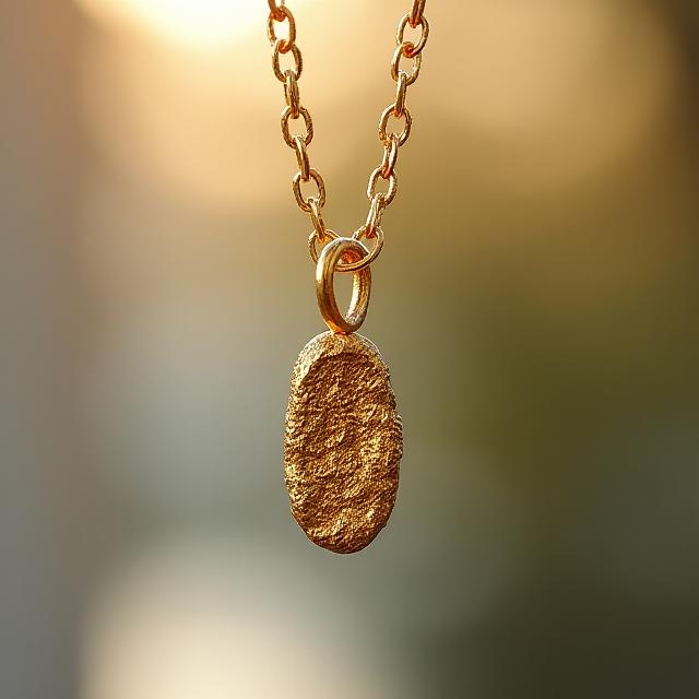 Handcrafted gold necklace inspired by driftwood textures
