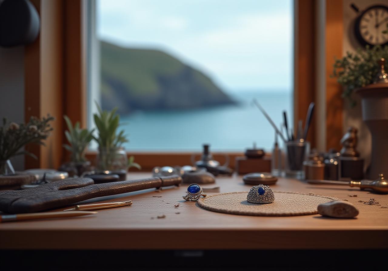 Artisan jewelry studio overlooking the Isle of Man coastline